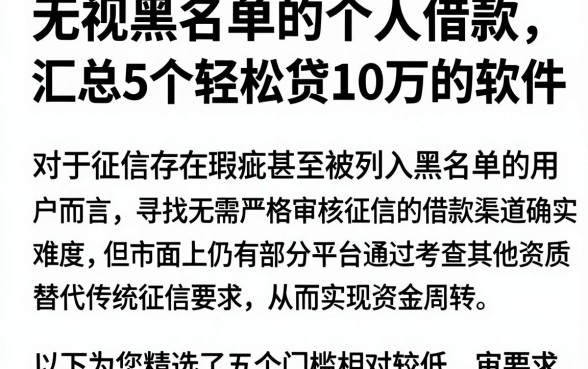 无视黑名单的个人借款,汇总5个轻松贷10万的软件
