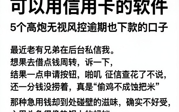 可以用信用卡的软件，深入剖析5个高炮无视风控逾期也下款的口子