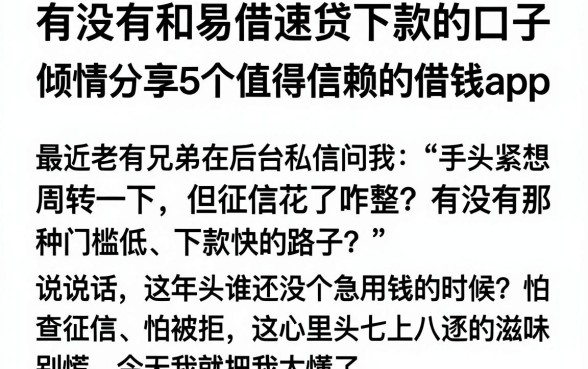 有没有和易借速贷下款的口子,倾情分享5个值得信赖的借钱app