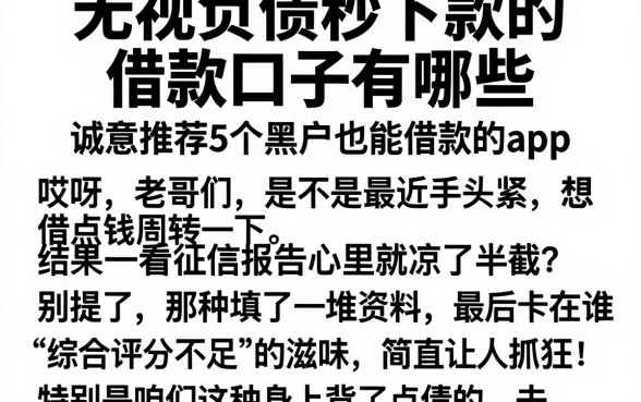无视负债秒下款的借款口子有哪些,诚意推荐5个黑户也能借款的app