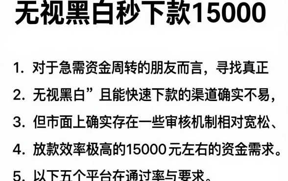 无视黑白秒下款15000,枚举5个借款快的网贷软件