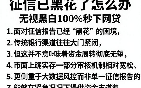征信已黑花了怎么办，理出五个无视黑白100%秒下网贷