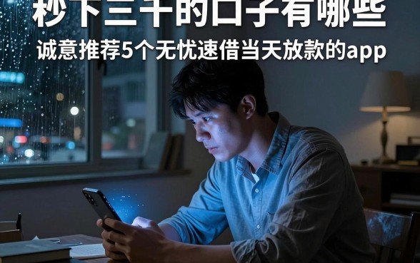 秒下三千的口子有哪些,诚意推荐5个无忧速借当天放款的app