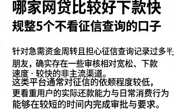 哪家网贷比较好下款快，规整5个不看征信查询的口子