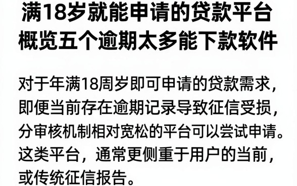 满18岁就能申请的贷款平台,概览五个逾期太多能下款软件