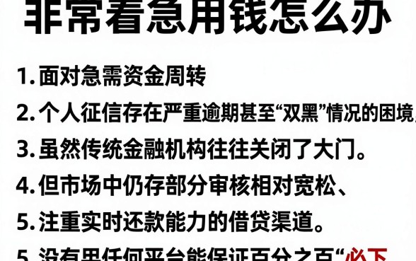 非常着急用钱怎么办，详尽说明5个高炮双黑逾期必下款平台