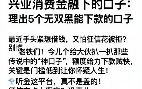 兴业消费金融下的口子，理出5个无视双黑能下款的口子