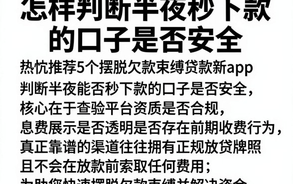怎样判断半夜秒下款的口子是否安全，热忱推荐5个摆脱欠款束缚贷款新app