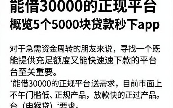 能借30000的正规平台,概览5个5000块贷款秒下app