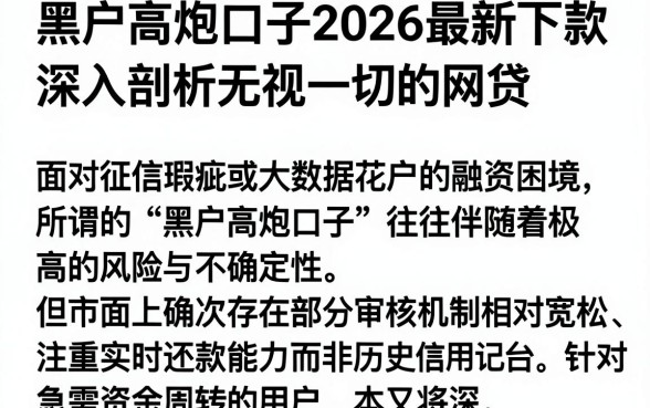 黑户高炮口子2026最新下款，深入剖析五个无视一切的网贷
