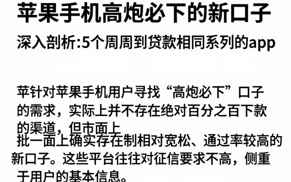 苹果手机高炮必下的新口子,深入剖析5个周周到贷款相同系列的app
