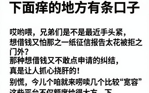下面痒的地方有条口子,枚举五个公积金借钱平台