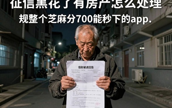 征信黑花了有房产怎么处理，规整五个芝麻分700能秒下的app
