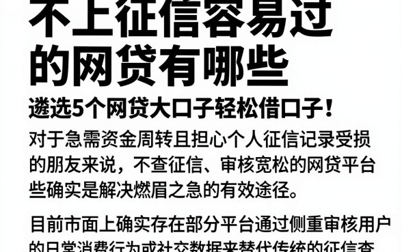 不上征信容易过的网贷有哪些,遴选5个网贷大口子轻松借口子