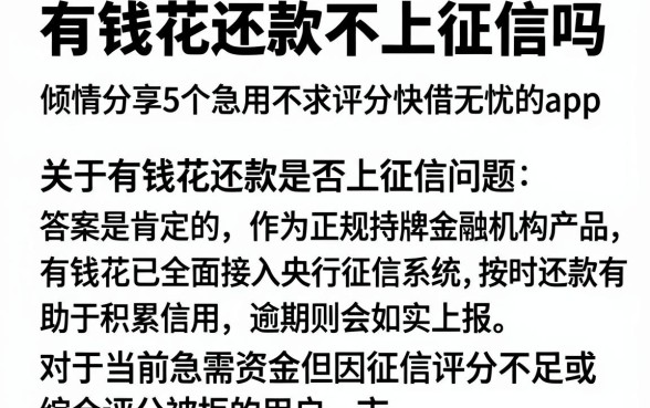 有钱花还款不上征信吗,倾情分享5个急用不求评分快借无忧的app