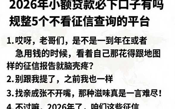 2026年小额贷款必下口子有吗,规整5个不看征信查询的平台