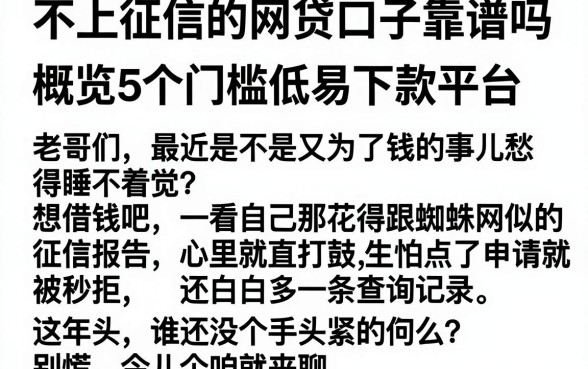 不上征信的网贷口子靠谱吗，概览5个门槛低易下款平台