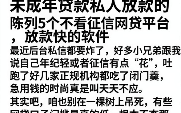 未成年贷款私人放款的,陈列5个不看征信网贷平台放款快的软件