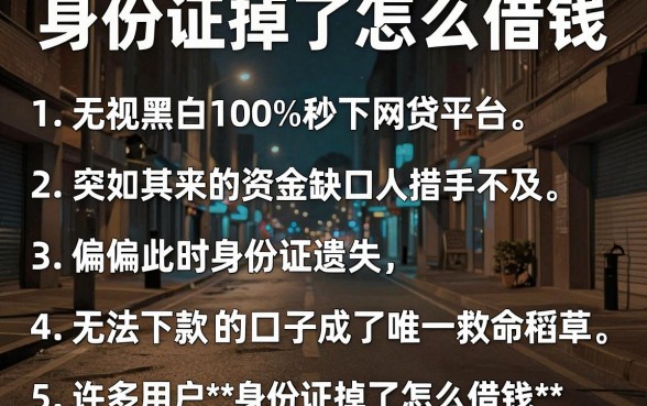 身份证掉了怎么借钱，详尽说明五个无视黑白100%秒下网贷平台