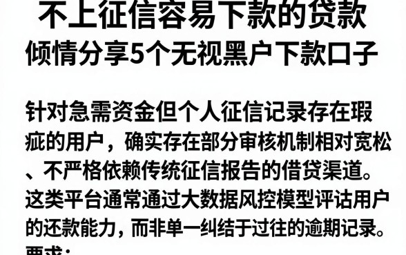 不上征信容易下款的贷款,倾情分享5个无视黑户下款口子