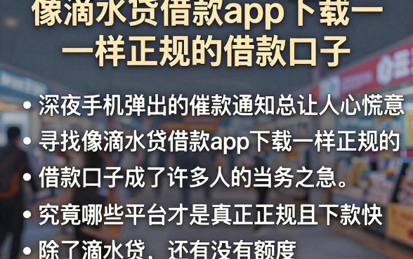 像滴水贷借款app下载一样正规的借款口子，罗列五个手机上可以借钱的口子