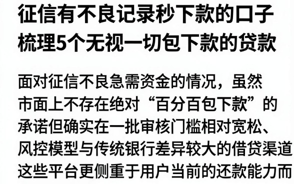 征信有不良记录秒下款的口子，梳理5个无视一切包下款的贷款