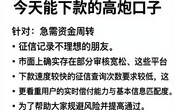 今天能下款的高炮口子，整合五个网贷无视不查征信平台
