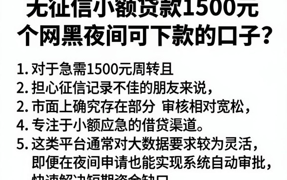无征信小额贷款1500元,胪列五个网黑夜间可下款的口子