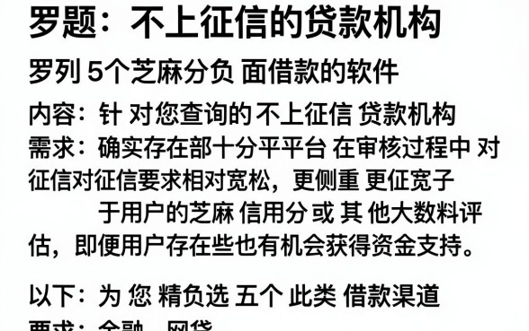 不上征信的贷款机构，罗列5个芝麻分负面借款的软件