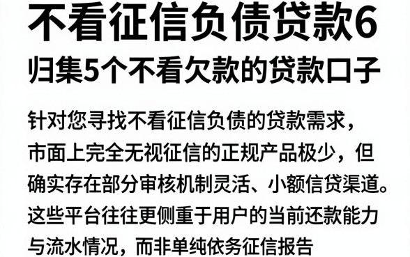 不看征信负债贷款6，归集5个不看欠款的贷款口子