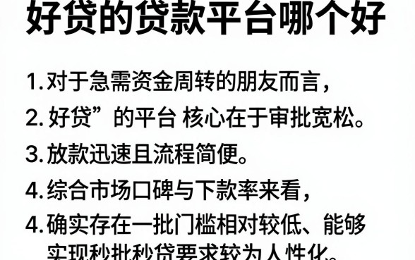 好贷的贷款平台哪个好,概括5个秒批通过的网贷软件