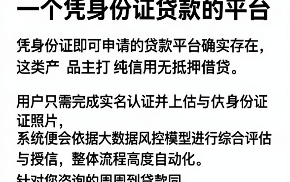 一个凭身份证贷款的平台，详尽说明五个周周到贷款相同系列的软件