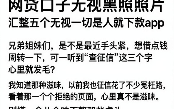 网贷口子无视黑白照片，汇整五个无视一切是人就下款app