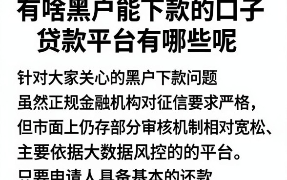 有啥黑户能下款的口子贷款平台有哪些呢,汇整五个不看年龄征信负债的口子