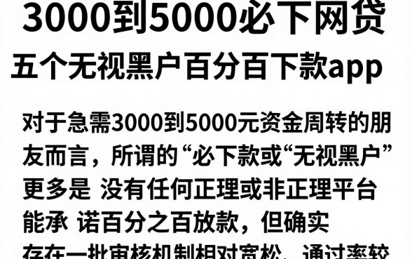 3000到5000必下网贷,深入剖析五个无视黑户百分百下款app