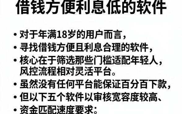 借钱方便利息低的软件,胪列五个网贷容易下款18岁的软件