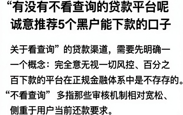 有没有不看查询的贷款平台呢，诚意推荐5个黑户能下款的口子