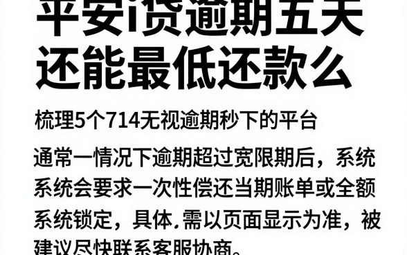 平安i贷逾期五天还能最低还款么,梳理5个714无视逾期秒下的平台