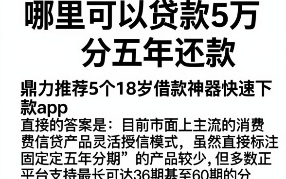 哪里可以贷款5万分五年还款,鼎力推荐5个18岁借款神器快速下款app