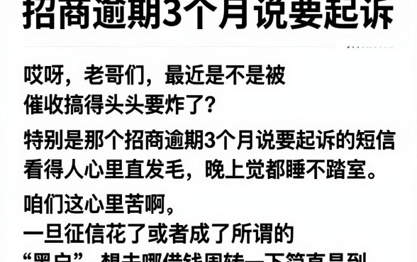 招商逾期3个月说要起诉,细致阐述5个黑户借款口子