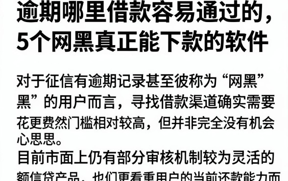 逾期哪里借款容易通过的，深入剖析5个网黑真正能下款的软件