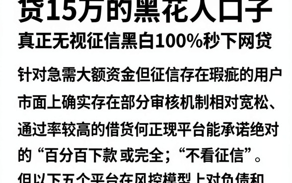 贷15万的黑花口子,遴选5个真正无视征信黑白100%秒下网贷