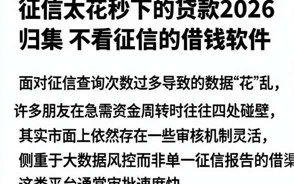征信太花秒下的贷款2026，归集五个不看征信的借钱软件