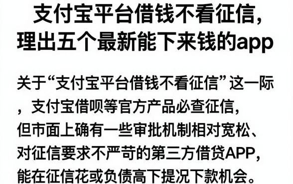 支付宝平台借钱不看征信,理出五个最新能下来钱的app