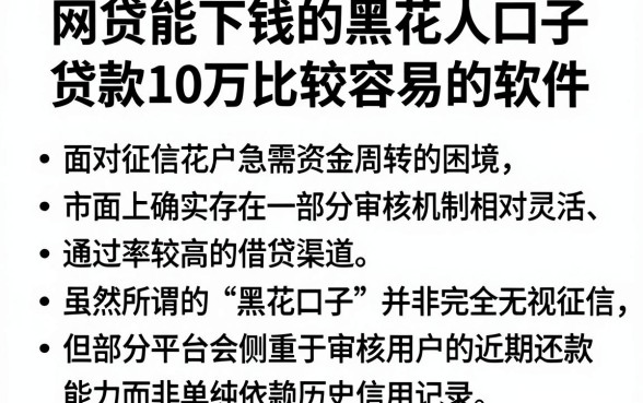 网贷能下钱的黑花口子,整理5个贷款10万比较容易的软件