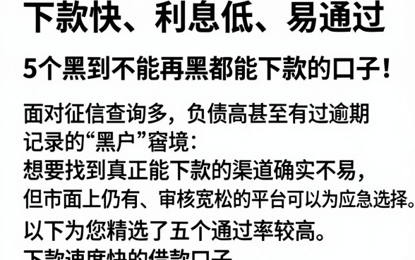 下款快、利息低、易通过,详细阐述5个黑到不能再黑都能下款的口子