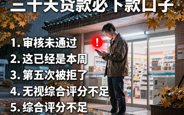 三十天贷款必下款口子，胪列五个无视综合评分不足必下款口子