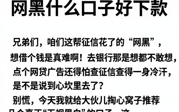 网黑什么口子好下款,整合5个无视黑白必下款的网贷软件