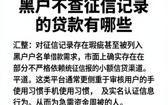 黑户不查征信记录的贷款有哪些,汇整五个11月能贷款的平台