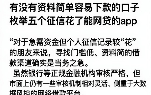 有没有资料简单容易下款的口子,枚举五个征信花了能网贷的app